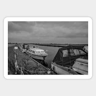 Boats moored on the River Yare in Acle, Norfolk Sticker